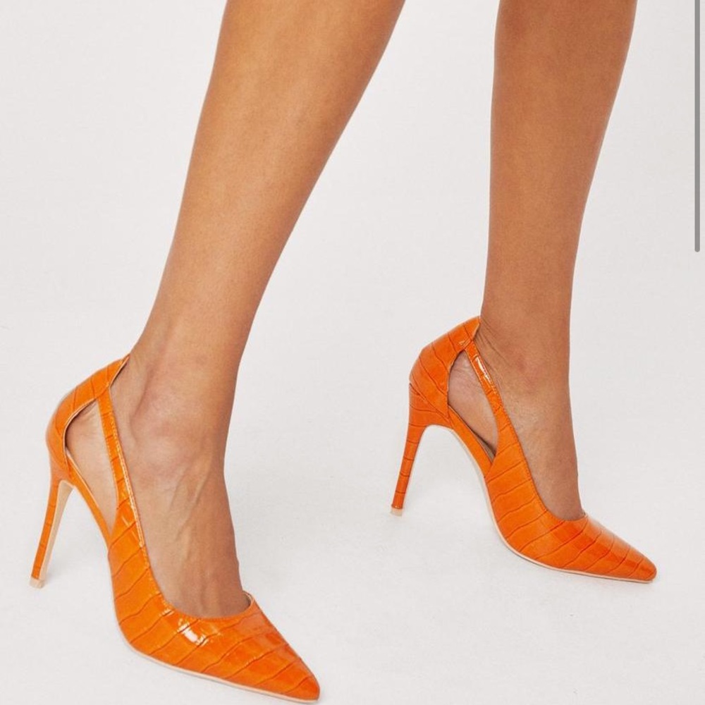 Faux leather croc cut out heels NEVER WORN NWT